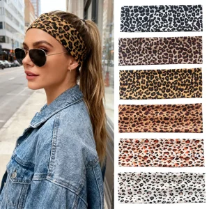 Retro Leopard Print Elastic Hairbands Stretchy Soft Sports Gym Yoga Headband Female Fashion Makeup Everyday Headwear