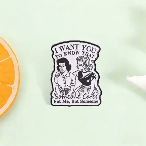 Retro Sarcastic Girl Enamel Pin Funny Text Brooch For Backpack Decor