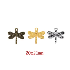 Retro Scroll patterned Small Dragonfly Alloy Metal Jewelry Unisex Metal Pendants Fashion Jewelry Party Accessory
