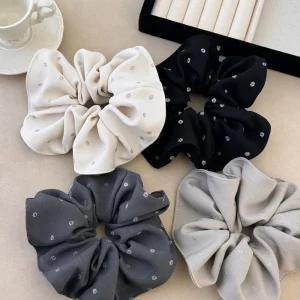 Retro Solid Color Women Fashion Scrunchies Large Fabric Hair Band Sample Hair Accessories