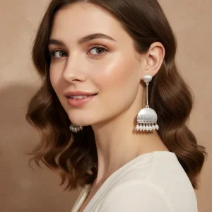 Retro Style New Design Real Gold Plated Brass Bow Earrings Natural Freshwater Pearl Drop Fashionable Trendy