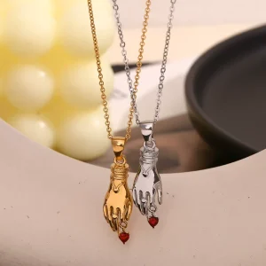Retro Unique Stainless Steel Necklace Single handed Necklace