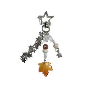 Retro Warm Autumn Girly Maple Leaf Soft Aesthetic Keychain Star Earphone Case Accessories Gift