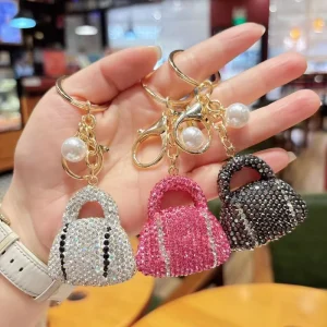 Rhinestone Bag Keychain Full Diamond Keychain Light Accessory for Mobile Phone