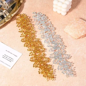 Rhinestone Bridal Hair Chain Tiara Crown Wedding Headpiece Sparkly Alloy Tiaras Y Coronas Bride Prom Pageant Hair Accessory