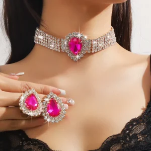 Rhinestone Designer Jewelry Set Earrings and Necklace Luxury Jewelry Fashion Water Drop Earring Necklace Sets for Women
