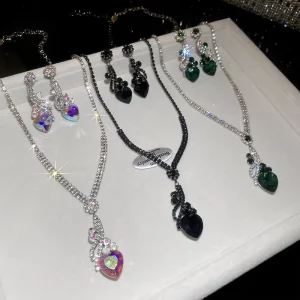 Rhinestone Earrings and Necklace Jewelry Set for Party Wedding Banquet