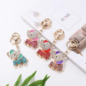 Rhinestone Elephant Car Keychain Pendant Cartoon Bag Decoration Souvenir