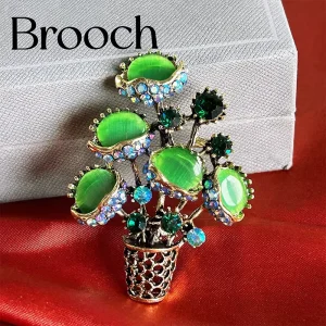Rhinestone Fashion Lady Plant Brooch for Women’s Pin Accessories Fashion Jewelry Brooches