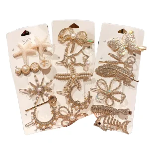 Rhinestone Flower Starfish Hair Accessories Simple Hairpin Headdress Hair Clip Sets for Girls
