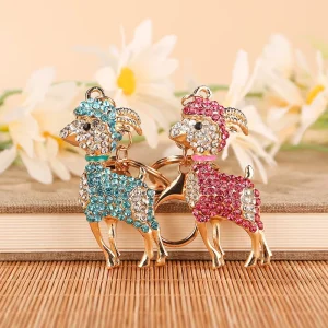 Rhinestone Keychain New Style Bag Accessories Cute Small Sheep Pendant Metal Key Chains