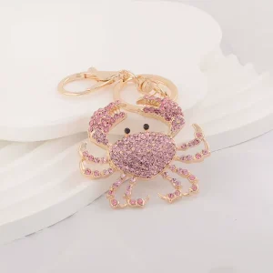 Rhinestone Keychain Style Light Luxury Animals Series Cute Crab Bag Accessories Metal Key Chains