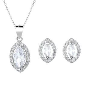 Rhinestone Oval Crystal Jewel Earring Pendant Set
