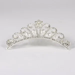 Rhinestone Pearl Tiara Crown Wedding Birthday Party Hair Comb Children Princess Hairpin Hair Accessories Couronne for Girl