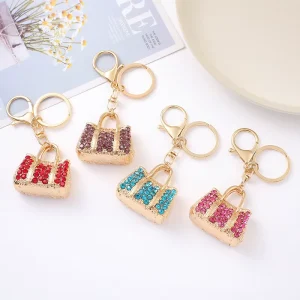 Rhinestone Purse Keychain for Women Bag Charm Backpack Pendant Car Key Ring Metal Chain Gift Fashion Accessory