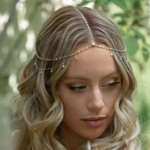 Rhinestone Women’s Head Chain Jewelry Silver Headpiece Chain Layered Prom Hair Accessories