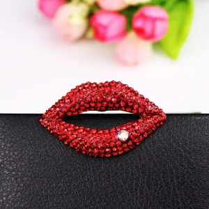 Rhinestonered Lip Brooch for Women’s Coat