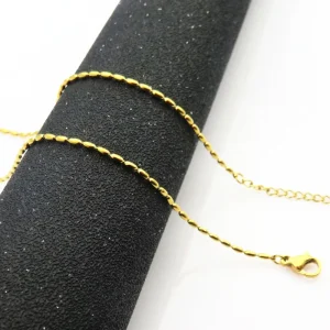 Rice Bead Chain 18K Gold Plated Stainless Steel Dainty Thin Bead Women Fashion Chains Necklace