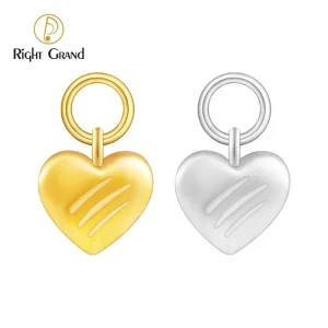 Right Grand Titanium Lacerated Heart Drop Ring Charm For Ear Lobe Dangle Hoop Huggie Earrings