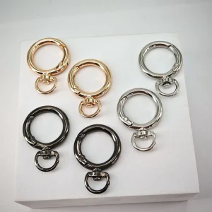 Ring 360 Rotatable Round Key Chains Spring Keychain Zinc Alloy Carabiners Snap Hooks O Ring Swivel Buckle Bag Hardware Accessory