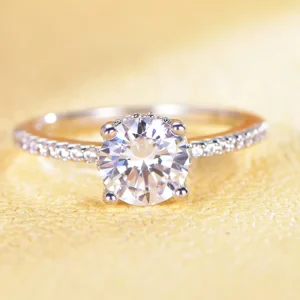 Ring Rhodium Plating Diamond Ring Wedding Fashion Jewelry Moissanite 925 Sterling Silver Ring