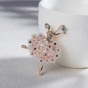 Rinhoo Ballet Dancing Girl Brooch Jewelry Luxury Zircon Brooches Clothes Hat Pins Rhinestone Brooch for Women Girls Fashion