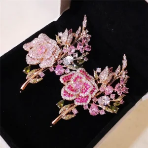 Romantic Diamond Brooches Women’S Fashion Design Flower Brooch Creative Personality Elegant Accessories