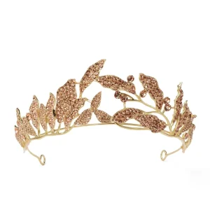 Romantic Elegant Rhinestone Leaf Bridal Crown Wedding Party Accessories Tiara