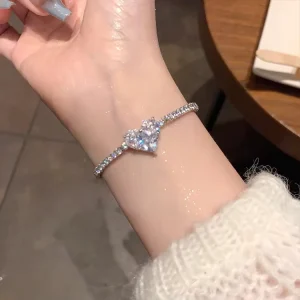 Romantic Minimalist Luxury Full Zircon Adjustable Bracelet for Women Trendy Fashion Chain Link Bracelets