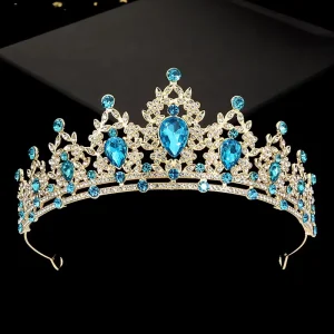 Romantic Pagoda Shaped Female Hair Accessory Sweet Colorful Rhinestones Alloy Crown for Wedding Birthday