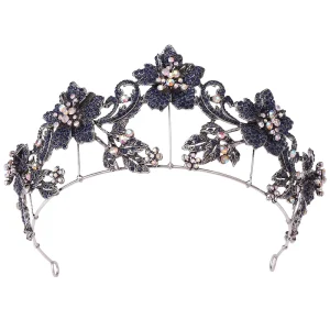 Romantic Rhinestone Flower Leaf Bridal Crown Elegant Wedding Party Accessories Tiara
