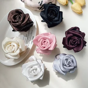 Romantic Rose Flower Princess Hair Claw Clip Vacation Style Niche Design Simple and Fashionable Hair Accessory