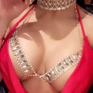 Romantic Sexy Body Jewelry Women Upper Body Neck Chest Bra Chains Crystal Diamond Stairs Body Chains 18k Gold Plated