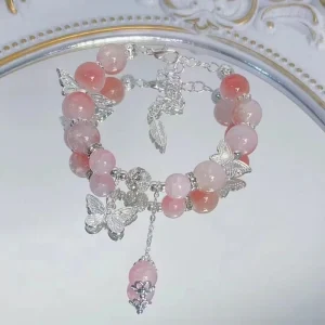 Romantic Style Beaded Bracelet Fashion Jewelry Bracelet Charms Women Butterfly Crystal Bead Bracelet