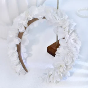 Romantic Women’s Hair Accessory White Tulle Flowers Suitable for Bride Bachelorette Parties As an Alternative to a Veil