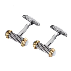 Rope Mother Pearl Stainless Steel Premium Cufflink Custom Mens Suit Shirt Fashion Accessory Wedding Tuxedo Trendy Gift