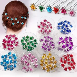 Rose Flower U Shaped Hairpin Pearl Elegant Hair Pins Hair Jewelry Accessories for Women Wedding Head Ornament Hairpins
