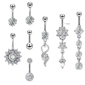 Rose Gold Flower 316 Stainless Steel Body Jewelry Belly Button Ring Navel Piercing for Children Wedding Gift Zircon Stone