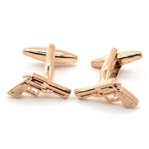 Rose Gold Gun Style Novelty Cufflinks Custom Men’s Suit Shirt Fashion Accessory for Wedding Tuxedo Trendy Jewelry
