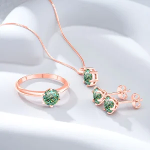 Rose Gold S925 Sterling Silver 3-Piece Moissanite Necklace Set for Women GRA Certified