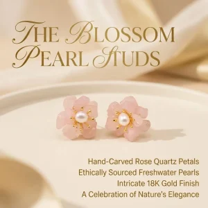 Rose Quartz Pearl Earrings Pink Gemstone Sweet Gentle Style Elegant Female Fashion Jewelry Gift