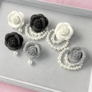 Rose-Scented Fabric Brooch Camellia Corsages with Elegant Ribbon Fashion Brooches for Women