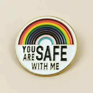 Round Alloy Brooch with Personalized English Letter Decoration Badge for Backpacks and Clothing rainbow Pattern Accessory