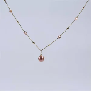 Round Freshwater Pearl Chain Pendant Necklace for Women