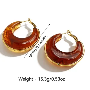 Round High End Female Acrylic Resin Retro Exaggerated Ear Ring Versatile and Unique Fashion Accessory