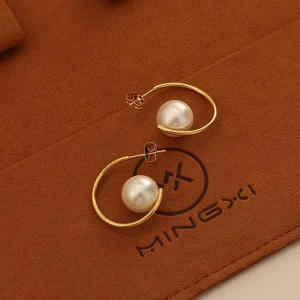 Round Pearl Design Stainless Steel Imitation Pearl Earrings Stud Accessories for Women