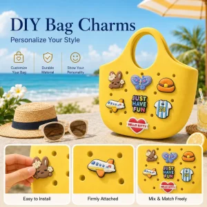 Rubber Silicone Beach Bag Charms Novelty Gift Decoration For Girls And Women Custom Accessories For Beach Tote Bags
