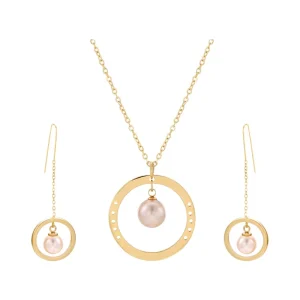 S-233 Jewelry Fashion Popular Elegant Lively Daily Simple Gift Romantic Pearl Stainless Steel 24K Color Jewelry Set