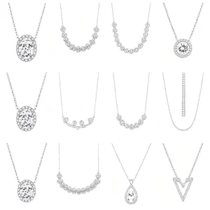 S925 Pure Silver Moissanite Necklace 1 Carat Multiple Customized Pendants Collarbone Chain Women’s Fashion Jewelry Gift