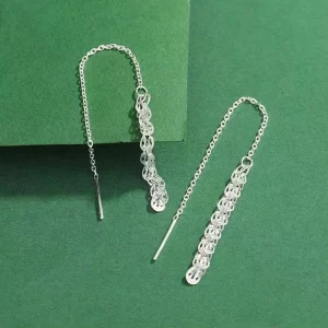 S925 Pure Silver Tail Ear Thread Womens Korean-style Light Luxury High-end Long Tassel Earrings